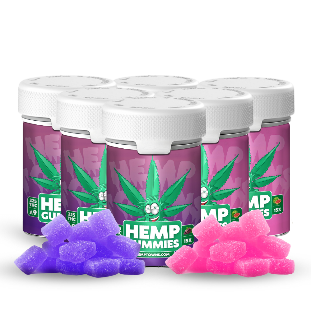 Delta-9 THC Gummies | Grape & Watermelon | 6-Bottle Bundle | 1350MG